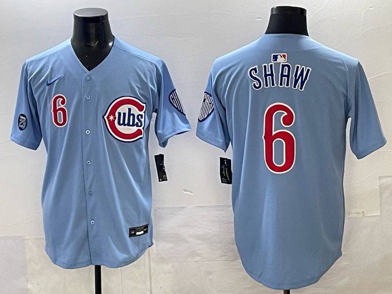 Men Chicago Cubs #6 Shaw Light blue Throwback Nike MLB 2025 jersey 04->chicago cubs->MLB Jersey